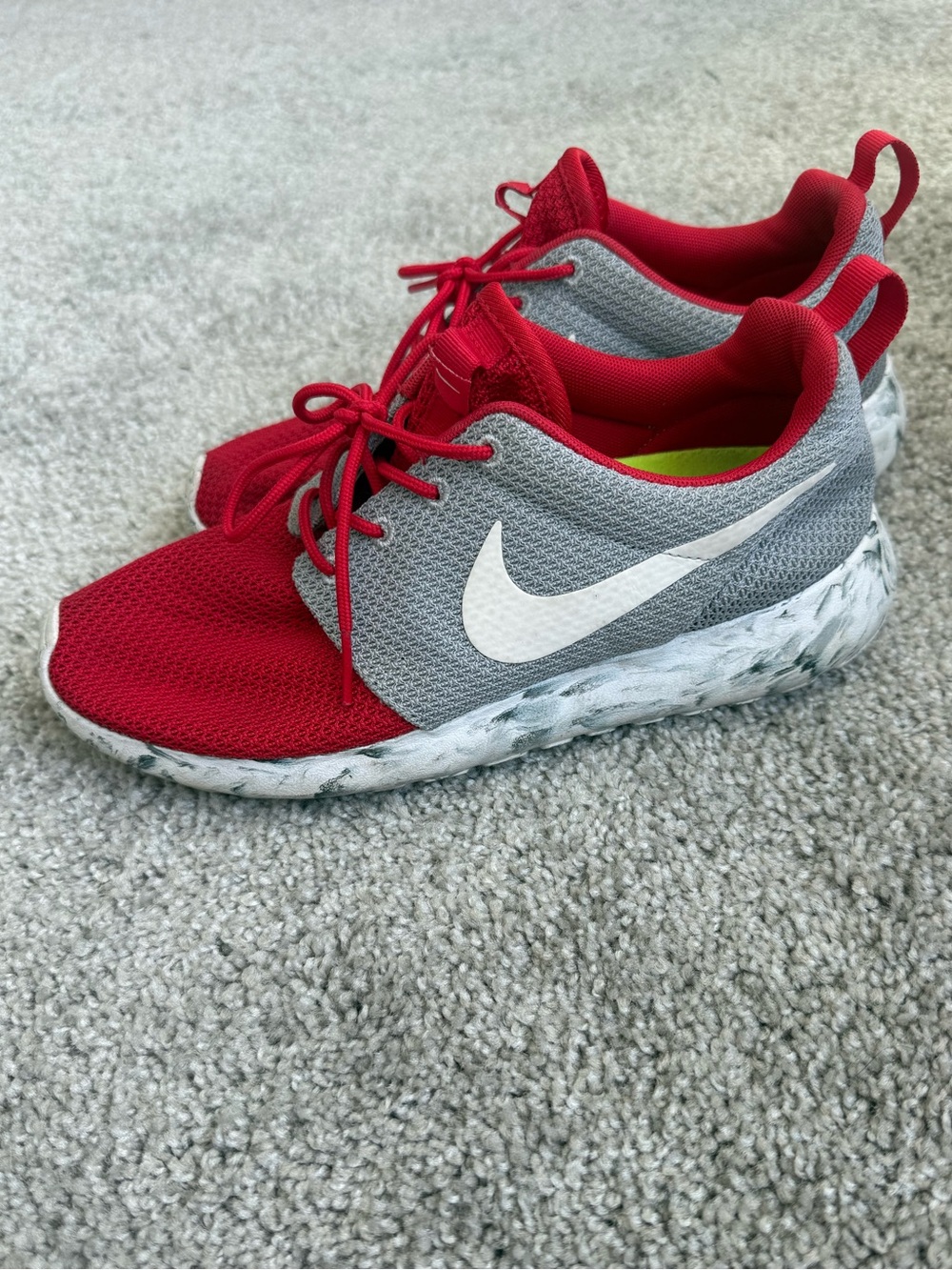 Nike Women’s Red and Gray Mesh Athletic Sneakers (custom NikeID)